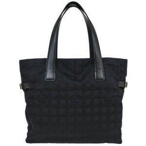 Chanel Black Jacquard Nylon Travel Line Tote Handbag 115946